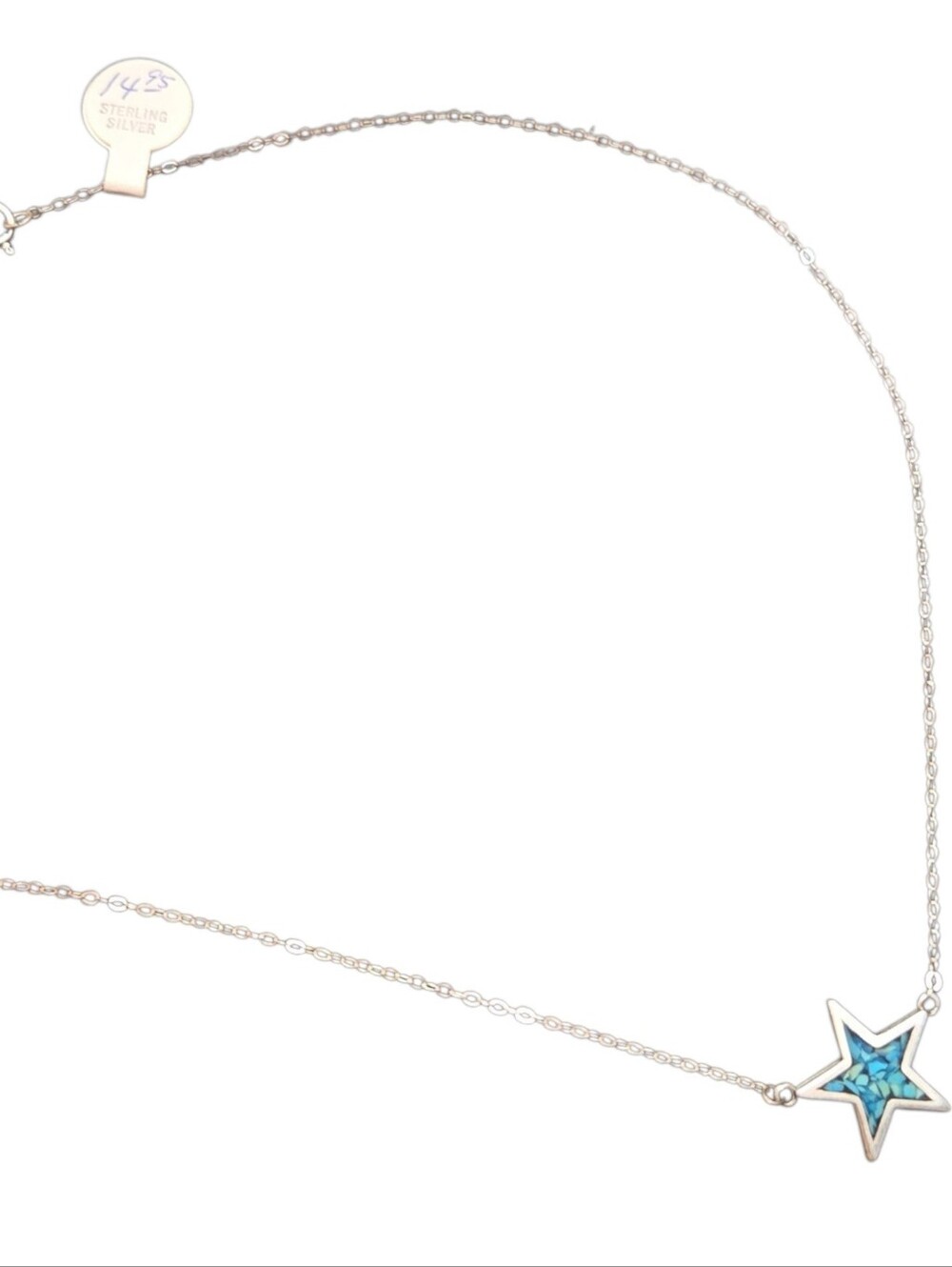 Sterling Silver Star Necklace with Turquoise-Style Inlay NWT